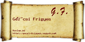 Gácsi Frigyes névjegykártya